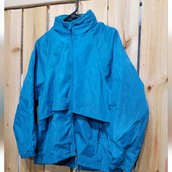 Vintage 90s Eddie Bauer  Lightweight Aqua Blue Windbreaker Jacket Womens  Medium - Picture 6 of 6